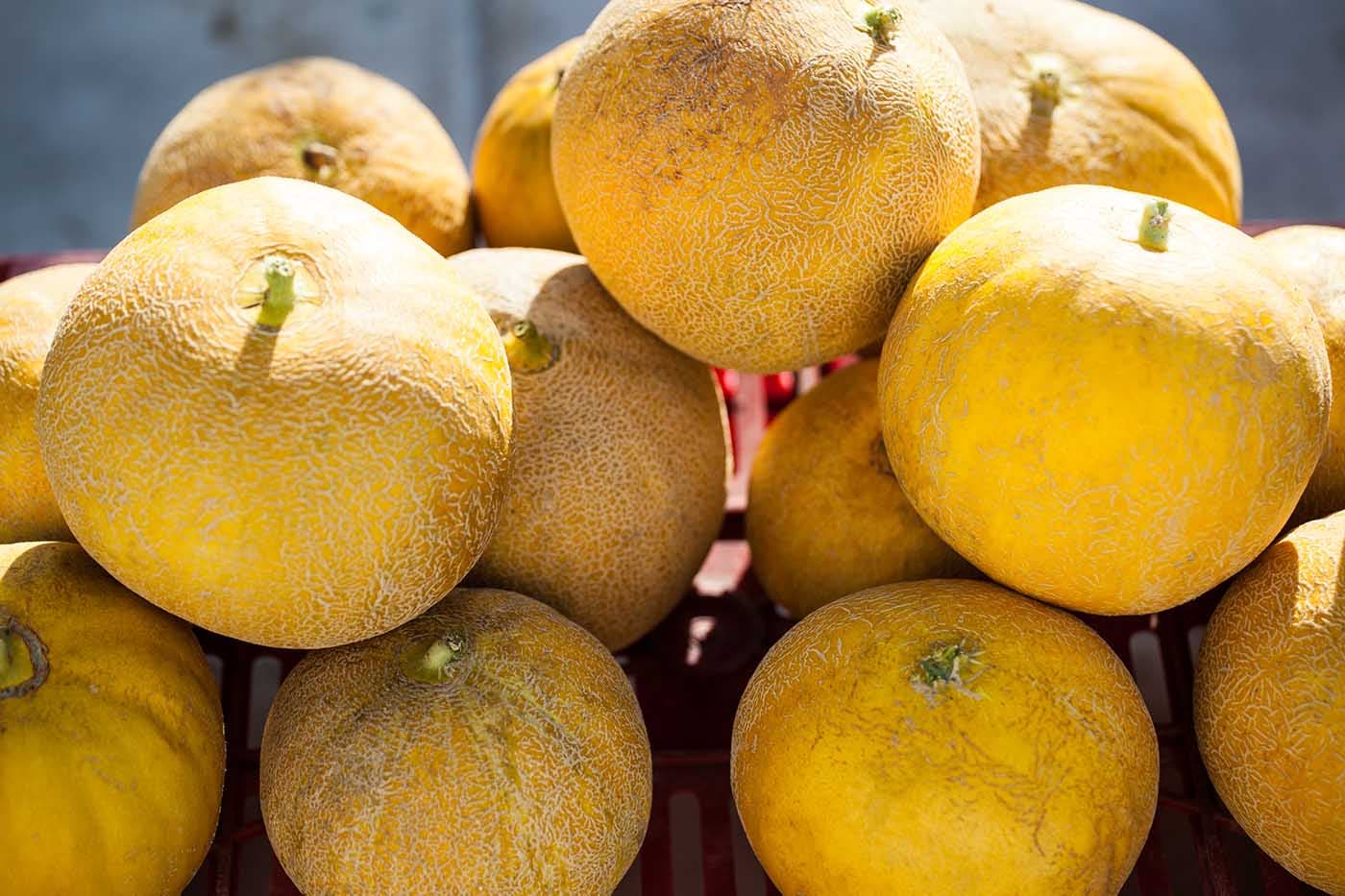 Cantaloupe melons at a Kefalonian market