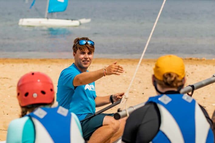 Tom teaching sailing at Lixouri Bay